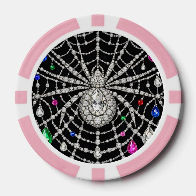 Glamorous Spider Bejewelled Diamond design  Poker Chips (Front)