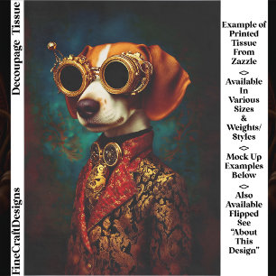 Glamorous Steampunk Beagle Dog EZ5L Decoupage Tissue Paper