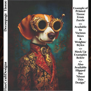 Glamorous Steampunk Beagle Dog EZ5R Decoupage Tissue Paper