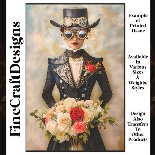 Glamorous Steampunk Bride Bouquet R7 Decoupage Tissue Paper