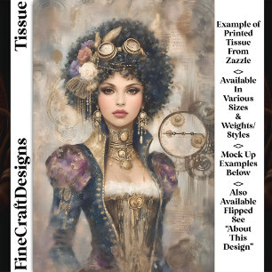 Glamorous Steampunk Woman DM2R Decoupage Tissue Paper