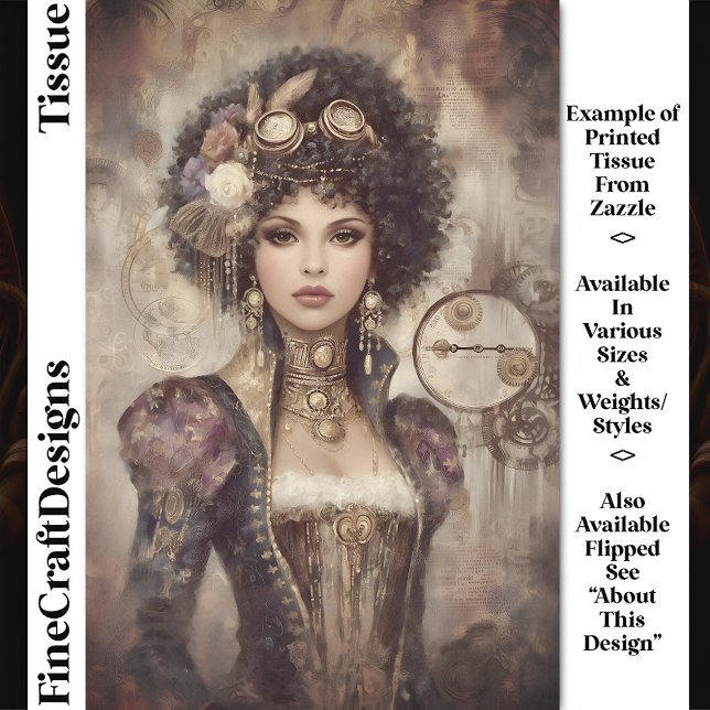 Glamorous Steampunk Woman DM2RF Decoupage Tissue Paper (Creator Uploaded)