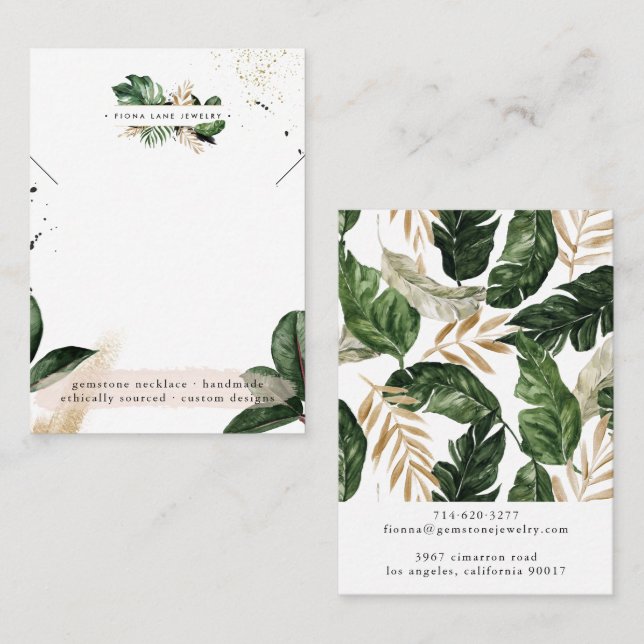 Glamorous Summer Greenery | Necklace Display Card (Front/Back)