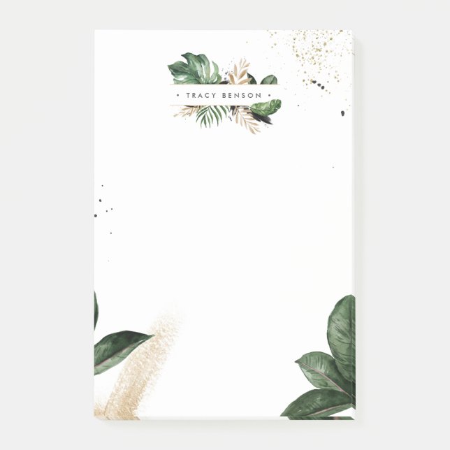 Glamorous Summer Greenery Personalized Post-it Notes (Front)