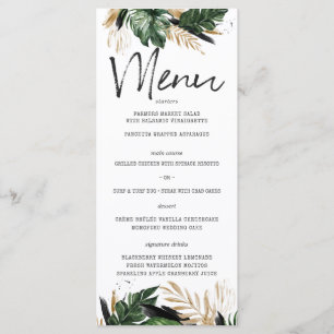 Glamorous Summer Greenery Tropical Wedding Menu