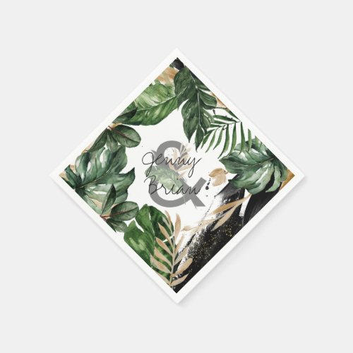 Glamorous Summer Greenery Wedding Monogram Napkins