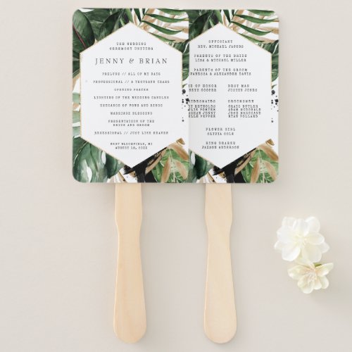 Glamorous Summer Greenery Wedding Program Hand Hand Fan