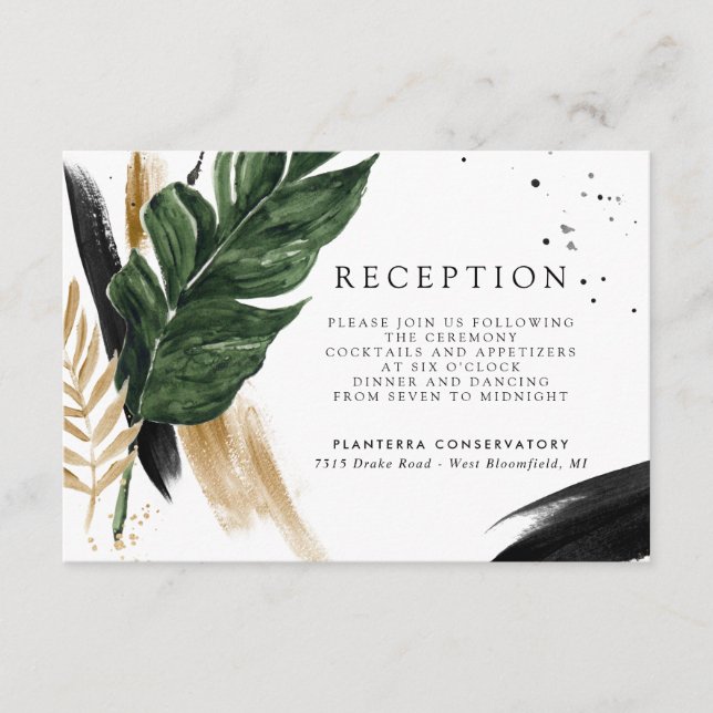 Glamorous Summer Greenery | Wedding Reception Enclosure Card (Front)