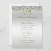 Glamorous Sweet 16 Faux Silver Sequins Green Bow Invitation (Back)