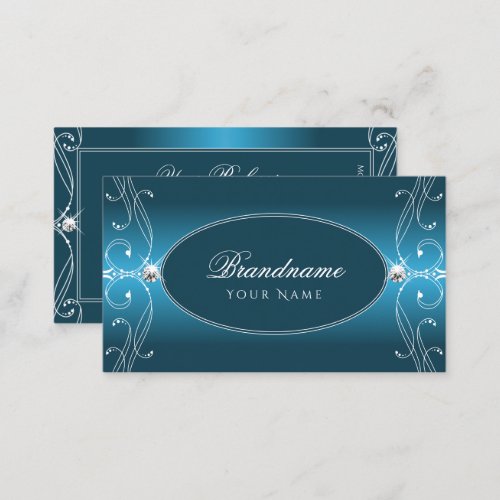 Glamorous Teal Blue Ornate Sparkle Jewels Stylish  Business Card