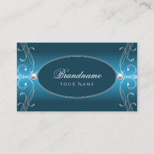 Glamorous Teal Blue Ornate Sparkle Jewels Stylish Business Card