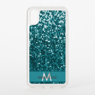 Glamorous Teal Sequin/Glitter Name Speck iPhone XS Max Case
