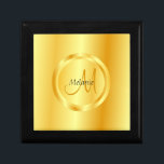 Glamorous Template Faux Gold Modern Monogram Gift Box<br><div class="desc">Glamorous Template Faux Gold Modern Monogram Elegant Wooden Jewelry Keepsake Gift Box.</div>