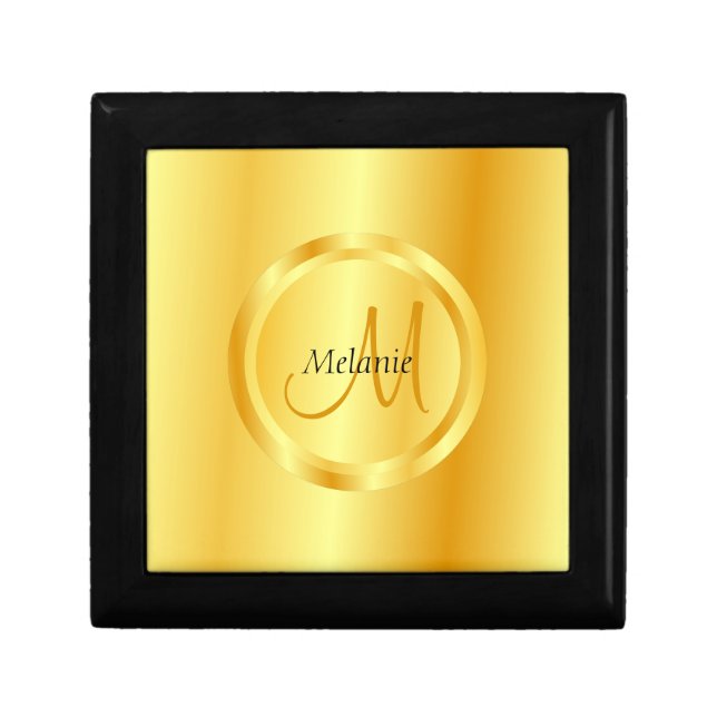 Glamorous Template Faux Gold Modern Monogram Gift Box (Front)