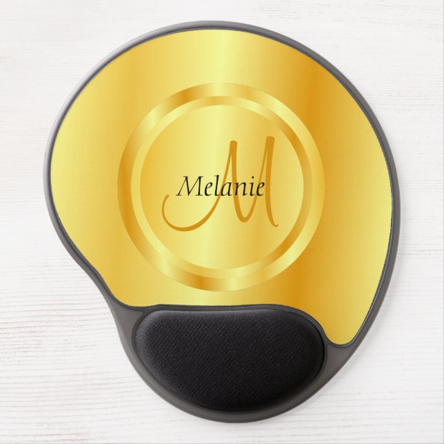 Glamorous Template Gold Look Modern Monogram Gel Mouse Pad (Front)