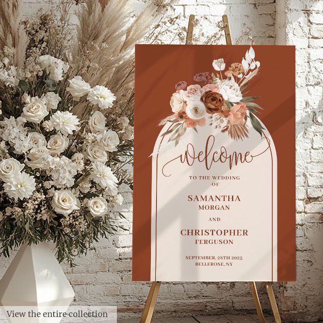 Glamorous Terracotta Pampas Sage Boho Arch Welcome Foam Board (Glamorous Terracotta Pampas Sage Boho Arch Welcome Foam Board)