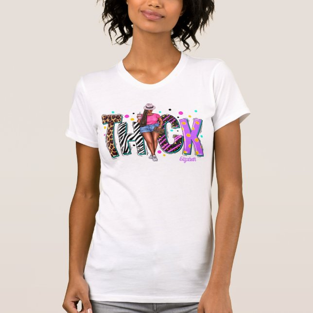 Glamorous Thick Black Diva Celebrating Her Beauty T-Shirt (Front)