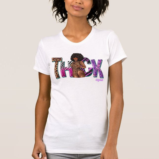 Glamorous Thick Black Diva Celebrating Her Beauty T-Shirt (Front)