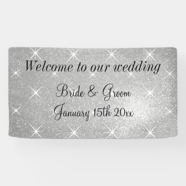 Glamorous top wedding party welcome banner sign (Horizontal)