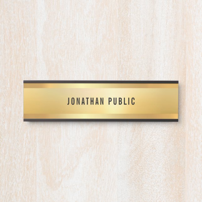 Glamorous Trendy Faux Gold Modern Template Door Sign (Front)
