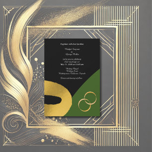 glamorous tri-color golden ring wedding invitation