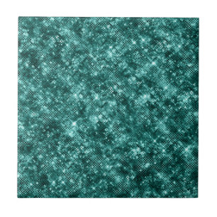 Glamorous Turquoise Sparkle Dots Elegant Chic Ceramic Tile