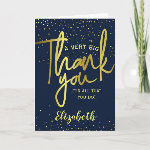 Glamorous Very Big Thank You Navy Gold Card