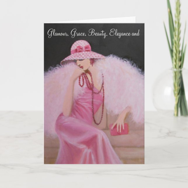 Glamorous Vintage Lady, Birthday Card (Front)