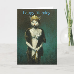 Glamorous Vintage Lady Cat Birthday Card