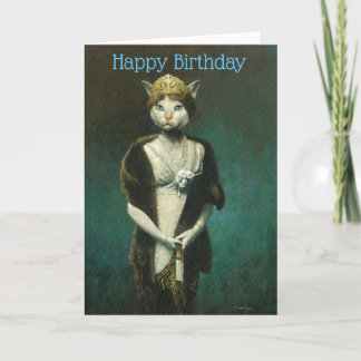 Glamorous Vintage Lady Cat Birthday Card