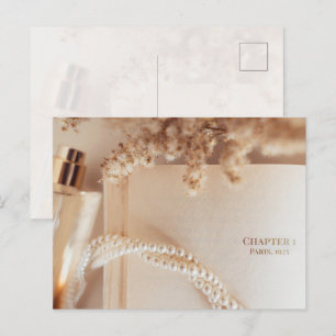glamorous Vintage Literary Flat Lay Art Postcard