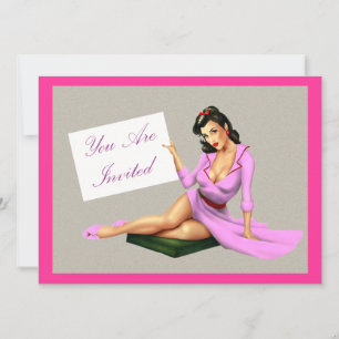 Glamorous Vintage Pink Pin Up Invitation