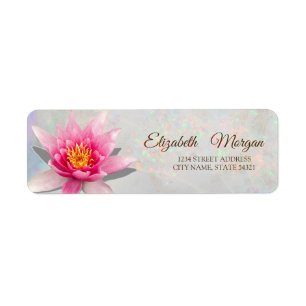 Glamorous Watercolor Lotus Opal Holographic Label