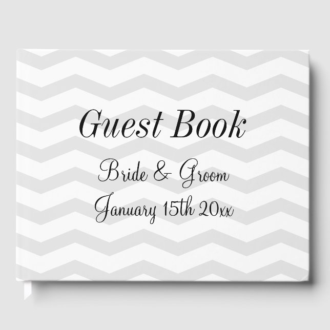 Glamorous wedding guest book with chevron pattern (Front)