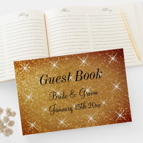 Glamorous wedding guest book with sparkly cover