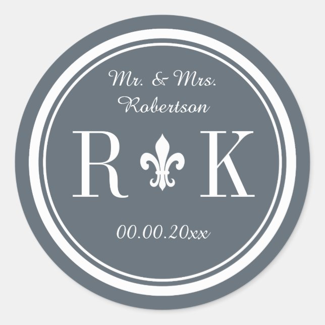 Glamorous wedding monogram party favor stickers (Front)