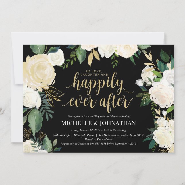 Glamorous Wedding Rehearsal Dinner Invitation card (Front)