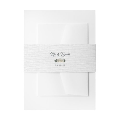 Glamorous White and Peach Floral Peonies Invitation Belly Band