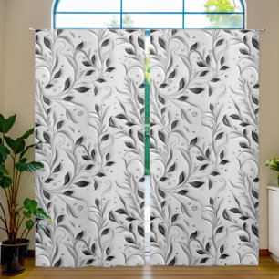 Glamorous White & Black Seamless Patterns Blackout Curtains
