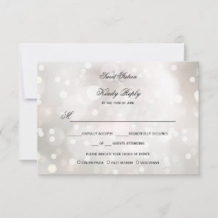 Glamorous White Glitter Sweet 16 RSVP MENU CHOICE