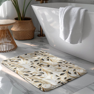 Glamorous White Gold & Black Seamless Patterns Bath Mat