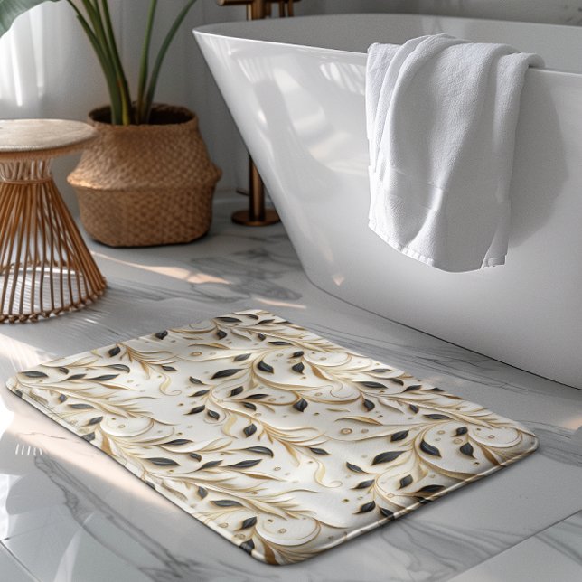 Glamorous White Gold & Black Seamless Patterns Bath Mat (Creator Uploaded)