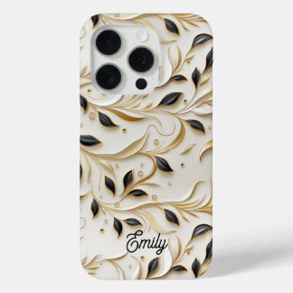 Glamorous White Gold & Black Seamless Patterns iPhone 15 Pro Case