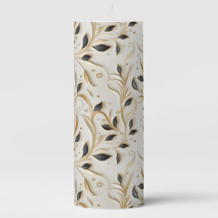 Glamorous White Gold & Black Seamless Patterns Pillar Candle