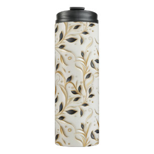 Glamorous White Gold & Black Seamless Patterns Thermal Tumbler