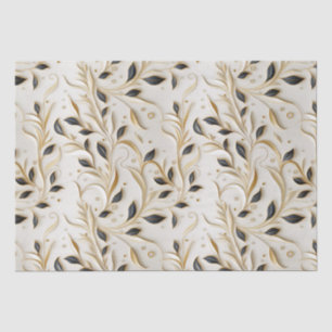 Glamorous White Gold & Black Seamless Patterns Tissue Paper