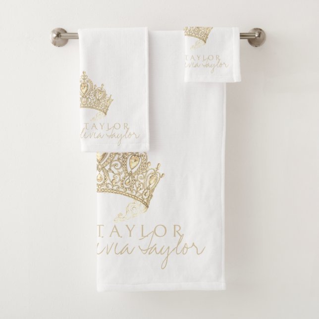 Glamorous White Gold Personalized bath towel  (Insitu)
