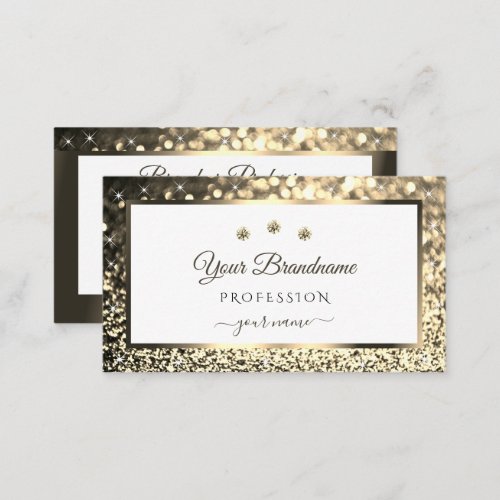 Glamorous White Gold Sparkle Glitter Star Diamonds Business Card