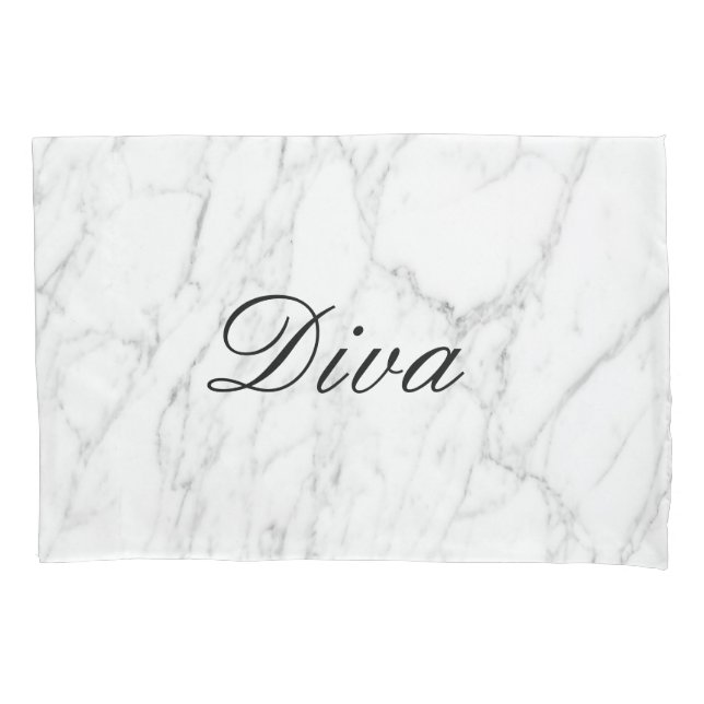 Glamorous white marble stone pillowcase with name (Front)