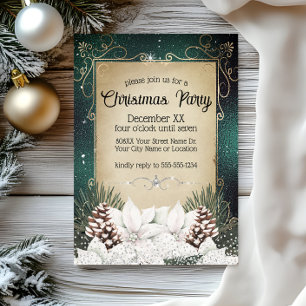 Glamorous Winter Floral with White Poinsettias Invitation